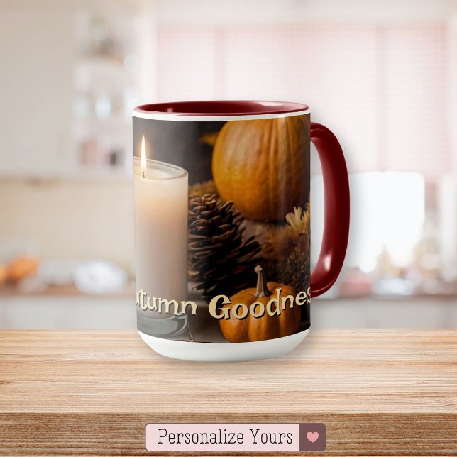 Caneca Mmmm Autumn Goodness Personalizado Pensado em Outo (Mmmm Autumn Goodness Personalized Autumn-Themed Mug)