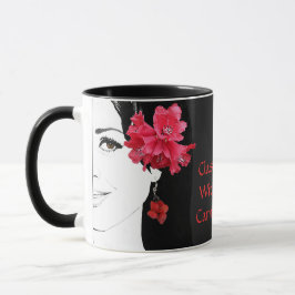 Caneca Moça encarada com ilustração de moda floral person