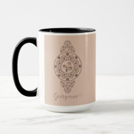 Caneca Mocha Rococo Lotus Mandala Ornamental Personalizad