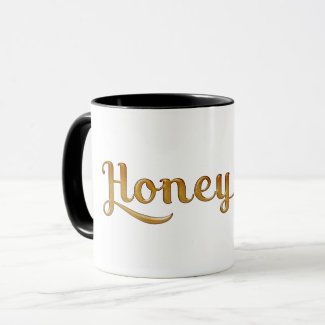 Caneca Moda Gráfica Tipo Retro Mel Dourado (Frente Esquerda)