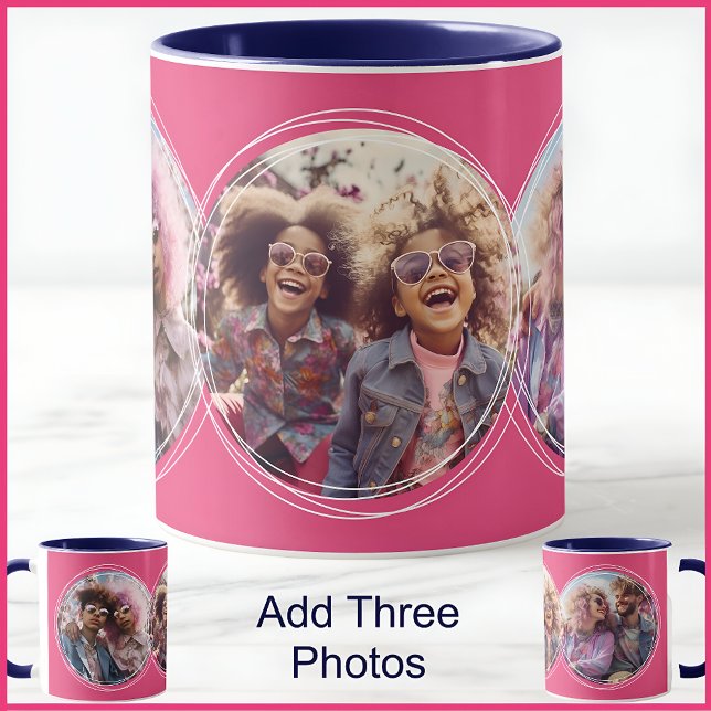 Caneca Modelo 3 Colagem Circular de Fotos Rosa C58 (Criador carregado)