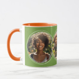 Caneca Modelo 3 Fotos circulares Colagem Verde C111