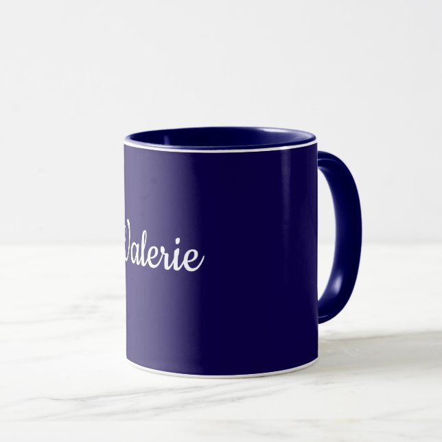 Caneca Modelo, Adicione Seu Próprio Texto, Azul Marinho, (Frente Esquerda)