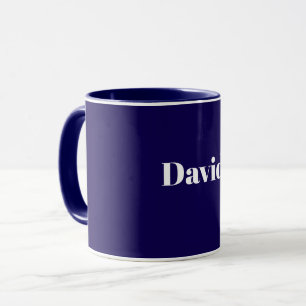 Caneca Modelo Azul Marinho, Texto Branco, Personalizável,