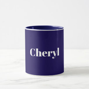 Caneca Modelo Azul Marinho, Texto Branco, Personalizável,