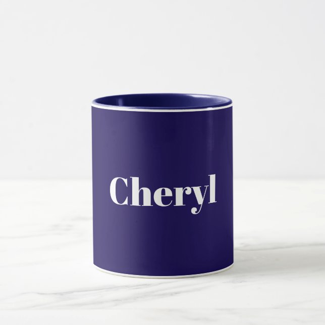 Caneca Modelo Azul Marinho, Texto Branco, Personalizável, (Centro)