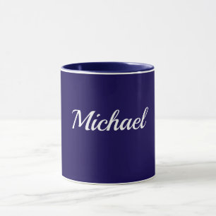 Caneca Modelo Azul Marinho, Texto Branco, Personalizável,