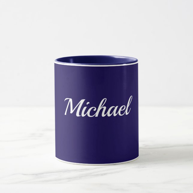 Caneca Modelo Azul Marinho, Texto Branco, Personalizável, (Centro)