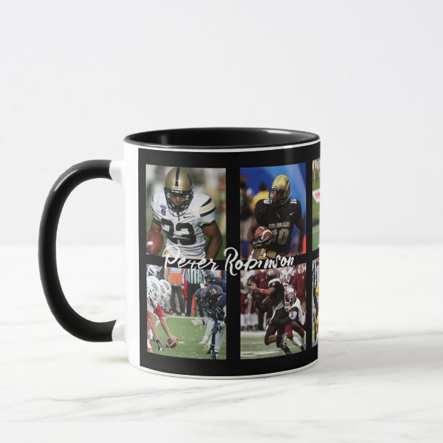 Caneca Modelo de colagem de fotos de futebol Bloco de Fot (Esquerda)