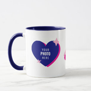 Caneca Modelo de Foto de Coração Fofo & Faíscas