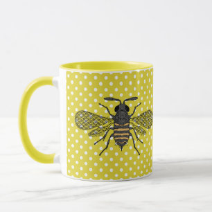 Caneca Modelo de Polkadot Amarelo da BEE Trendy Dom Decor