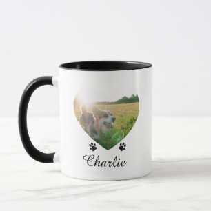 Caneca Modelo de texto de foto em forma de coração para a