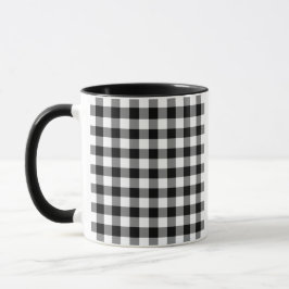 Caneca modelo de Xadrez Gingham Preto Preto para Calendár