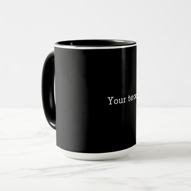 Caneca MODELO - Preto sólido com texto branco (Frente Esquerda)