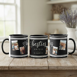 Caneca Modern 4 Photo Besties Black and White 