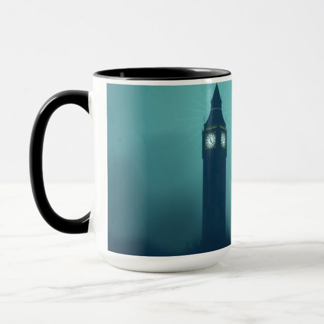 Caneca Modern Art Deco London Foggy Skyline Custom (Esquerda)