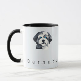 Caneca Modern Aussiedoodle Art Mug - Blue Merle Geometric