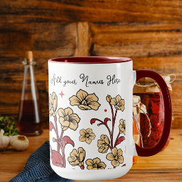 Caneca Modern Berry & Brunt Brown FLORAL personalize