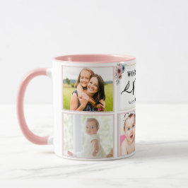 Caneca Modern Best Nana Custom Photo Collage Name Heart 