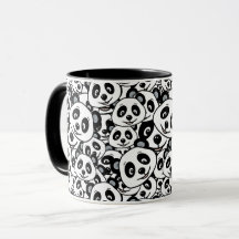 Modern Black and White Cute Panda Bear Pattern