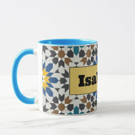 Caneca Modern Blue & Maroon Geometric Mug with Custom