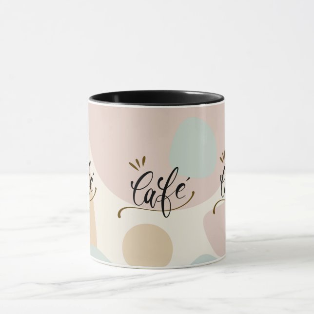 Caneca Modern Boho "Café" Mug Chic Handlettered Coffee De (Centro)