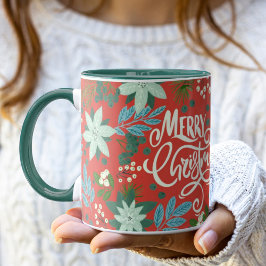 Caneca Modern Bold Floral Feliz Natal