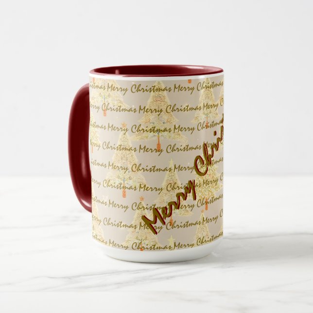 Caneca Modern Christmas Luxury Christmas Trees (Frente Esquerda)
