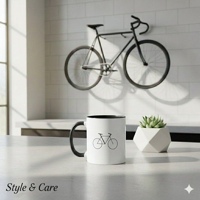 Caneca Modern Combo Mug with Clean Bicycle Design (Modern Combo Mug with Clean Bicycle Design)
