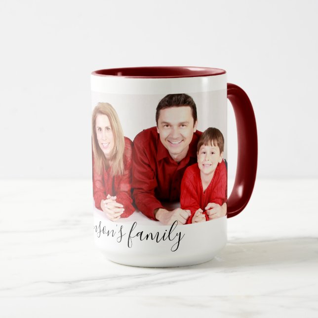 Caneca Modern Custom Family Photo & Text  (Frente Esquerda)