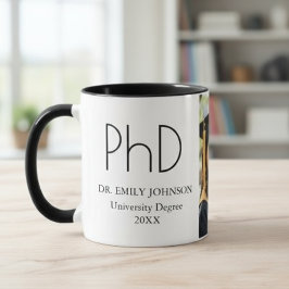 Caneca Modern Custom PhD Graduation Photo & Name