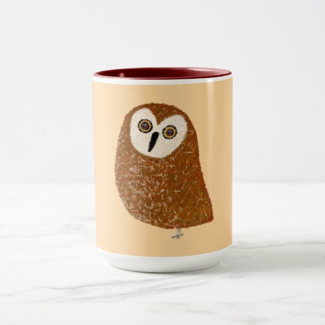 Caneca Modern cute northern saw-whet owl (Centro)