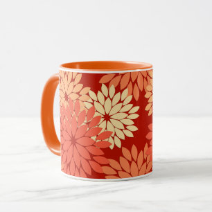 Caneca Modern Floral Kimono Impressão, Mandarin Orange