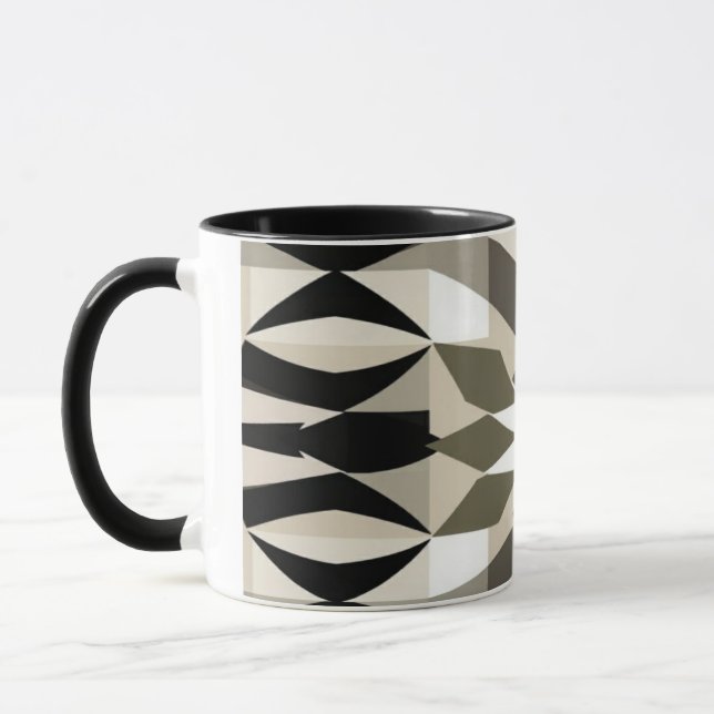 Caneca Modern Geometric Coffee Mug | Neutral Earth Tone A (Esquerda)