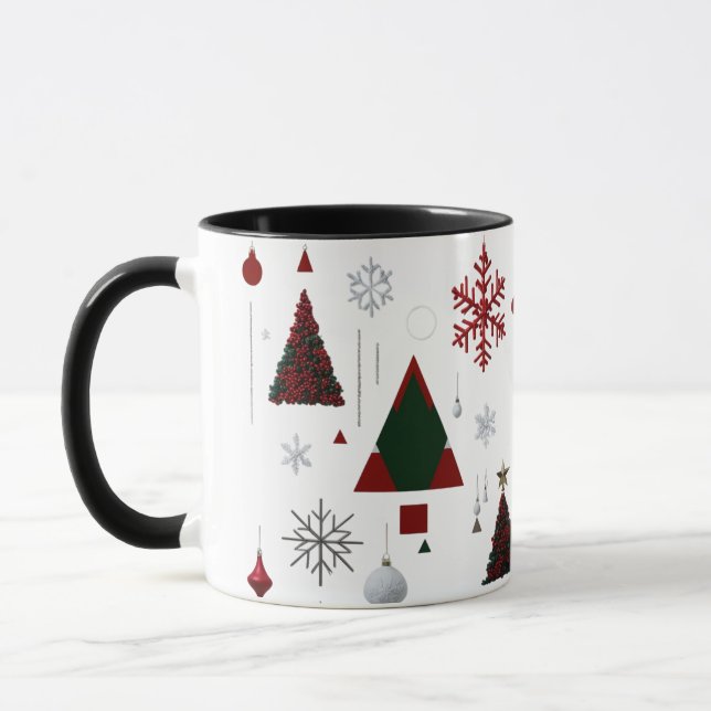 Caneca Modern Geometric & Traditional Christmas Collage (Esquerda)