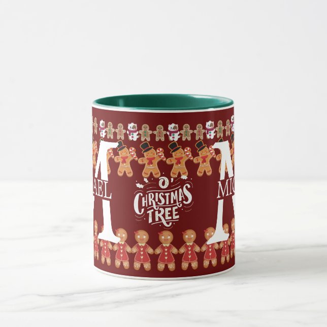 Caneca Modern Gingerbird Monograma Natal (Centro)