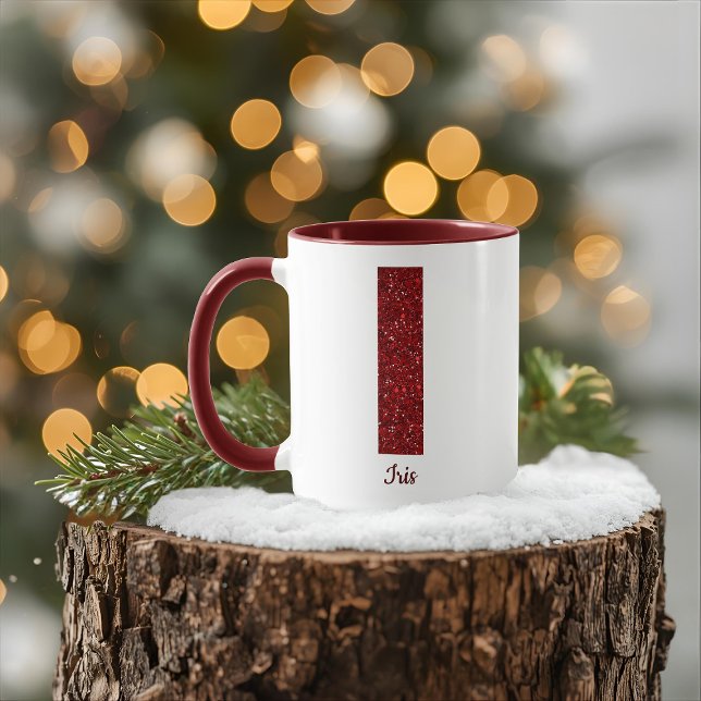 Caneca Modern Glitter Monogram I Mug with Name (Criador carregado)