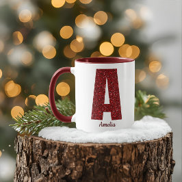 Caneca Modern Glitter Monogram Mug with Name