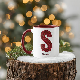 Caneca Modern Glitter Monogram S Mug with Name