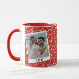 Caneca Modern Love Script Couple Photo Custom Initial