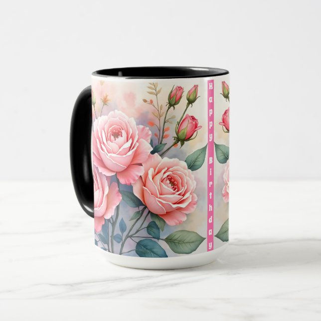 Caneca Modern Luxury Pink Roses Beautiful Collection (Frente Esquerda)