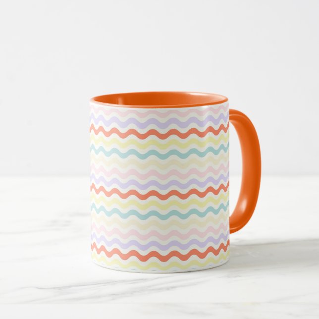 Caneca Modern Minimalist Scalloped Pastel Waves Linear (Frente Esquerda)
