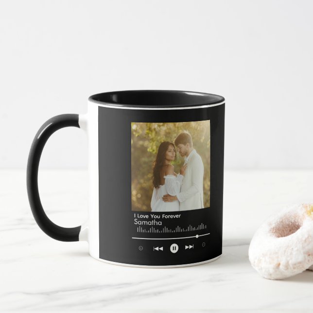 Caneca Modern Music Player Frame  Add Title, Name Photo (Com Donut)