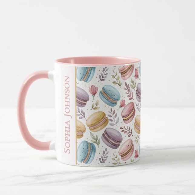 Caneca Modern Personalized Macaron Desserts (Esquerda)
