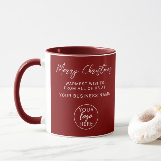 Caneca Modern Personalized Merry Christmas Business Logo (Com Donut)