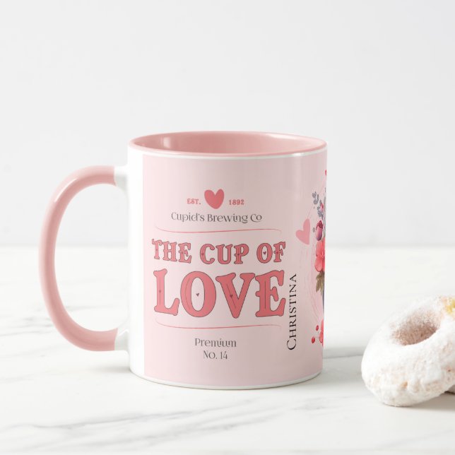 Caneca Modern Pink Cup of Love Ingredients Name  (Com Donut)