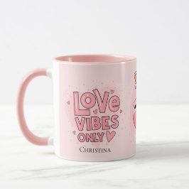 Caneca Modern Pink Love Vibes Only Love Position Name