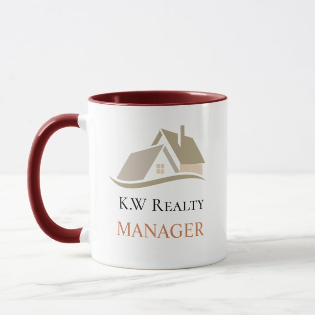Caneca Modern Real Estate white and gold custom logo  (Esquerda)