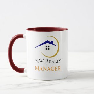 Caneca Modern Real Estate white and gold custom logo 
