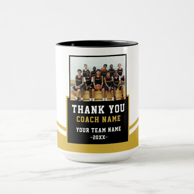 Caneca Modern Team Name Photo Coach Thank you (Centro)